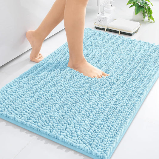 Arotive Luxury Chenille Bathroom Rug Mat, Extra Soft Thick Absorbent Shaggy Bath Rugs, Non-Slip Machine Wash Dry, Plush Bath Mats for Bathroom, Shower and Tub, 36x24, Blue