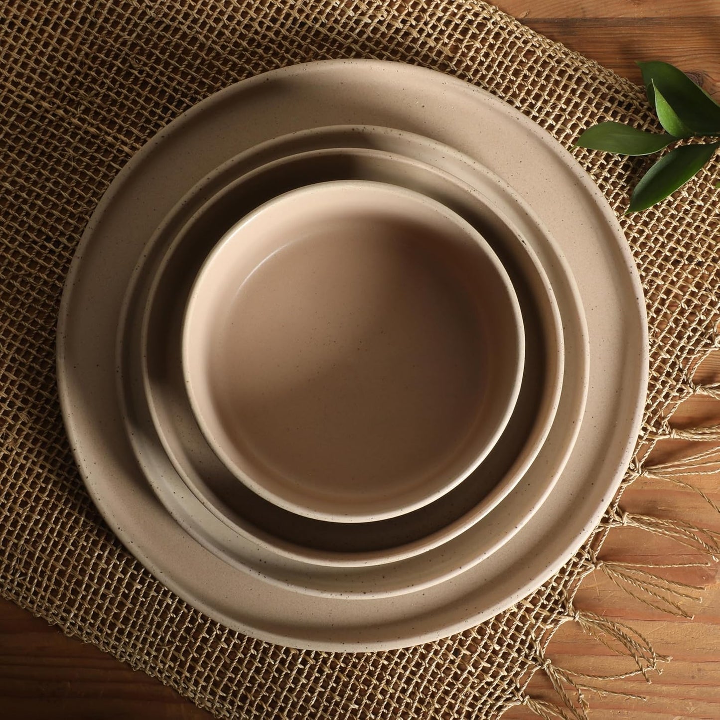 Gibson Elite Tatum Premium Porcelain Matte Reactive Glaze 16-Piece (Service for 4) Plates and Bolws Stackable Dishes Ceramic Dinnerware - Blush Pink/Taupe