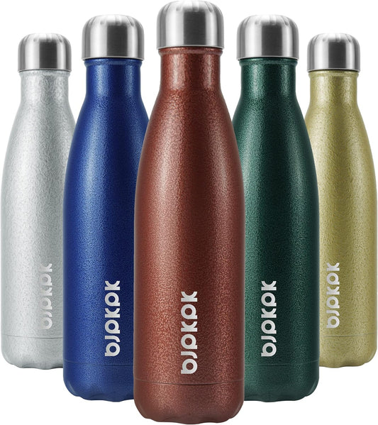 BJPKPK Insulated Water Bottles 17oz, Leak Proof Stainless Steel Water Bottle Keeps Cold for 24 Hours and Hot for 12 Hours,BPA Free,Brick Red