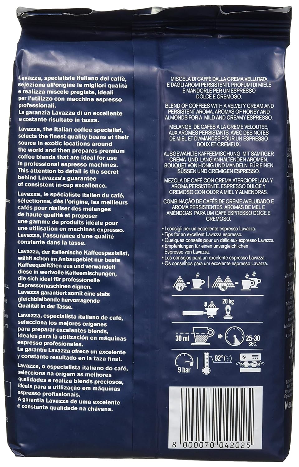 Lavazza Italian "Super Crema" Espresso Whole Bean Value Pack (3 x 2.2 lb bags)