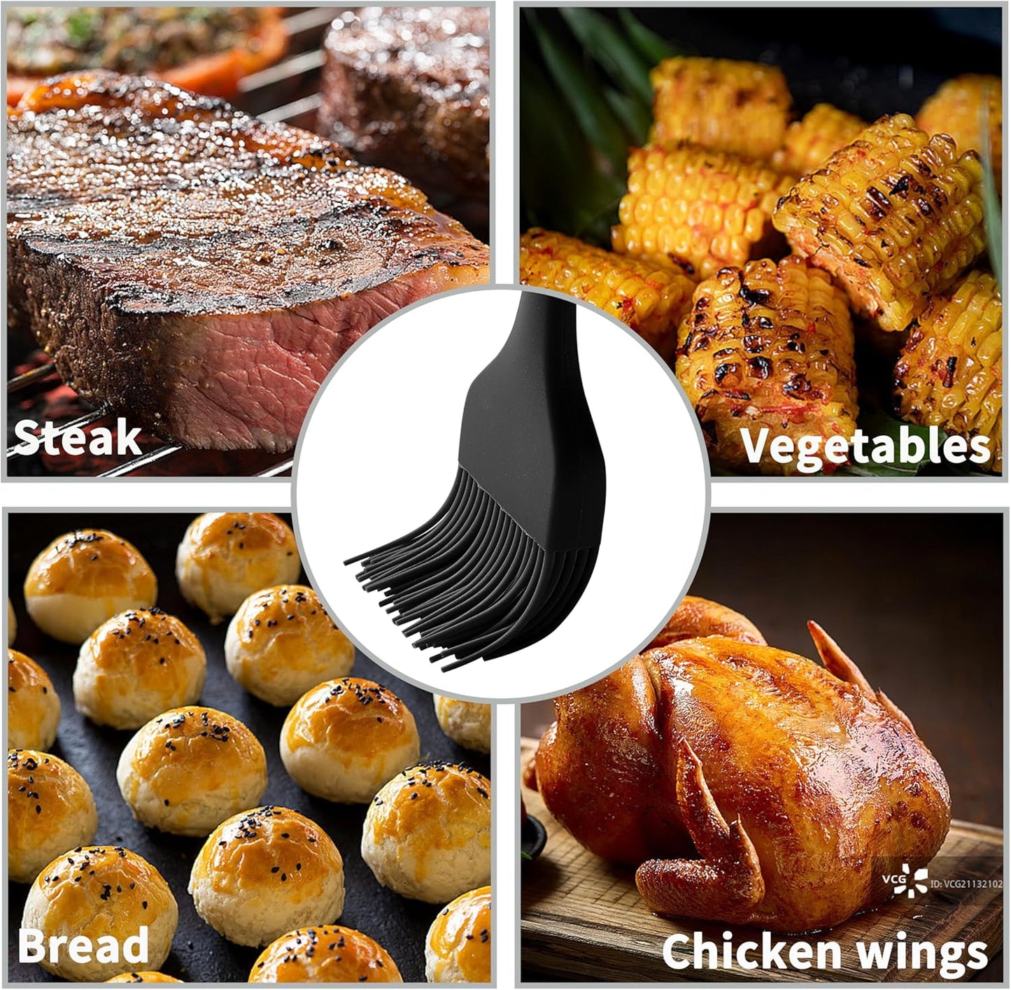 Silicone Basting Pastry Brush, 5 PCS Colorful Silicone Food Brush for Baking Cooking BBQ Grill Spread Oil Butter Sauce, Heat Resistant, Dishwasher Safe (5Pack, Rainbow Colors)