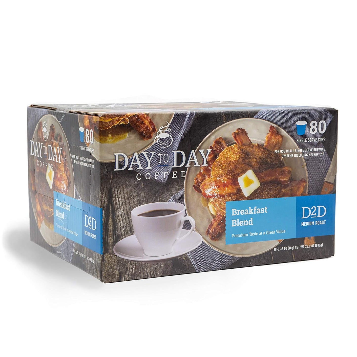 Day To Day Breakfast Blend Medium Roast Single Serve Coffee Pods, 80-Count for K-Cup Keurig Brewers