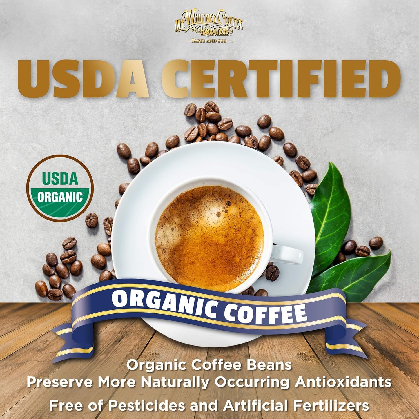 Mt. Whitney Premium Organic Spring Water Colombian, Medium Dark Roast, Low Acid Decaf Coffee (Ground, 5 Lb)