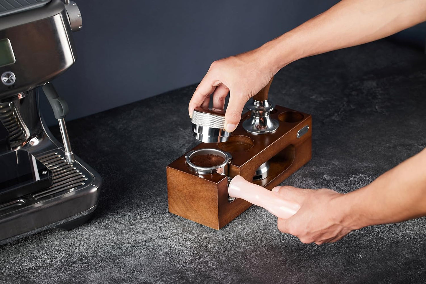 54mm bottomless portafilter for Breville Barista Express(BES870) Pro Touch Bambino Infuser Duo Temp Espresso Accessories Includes Naked Basket Stainless Steel resin pink