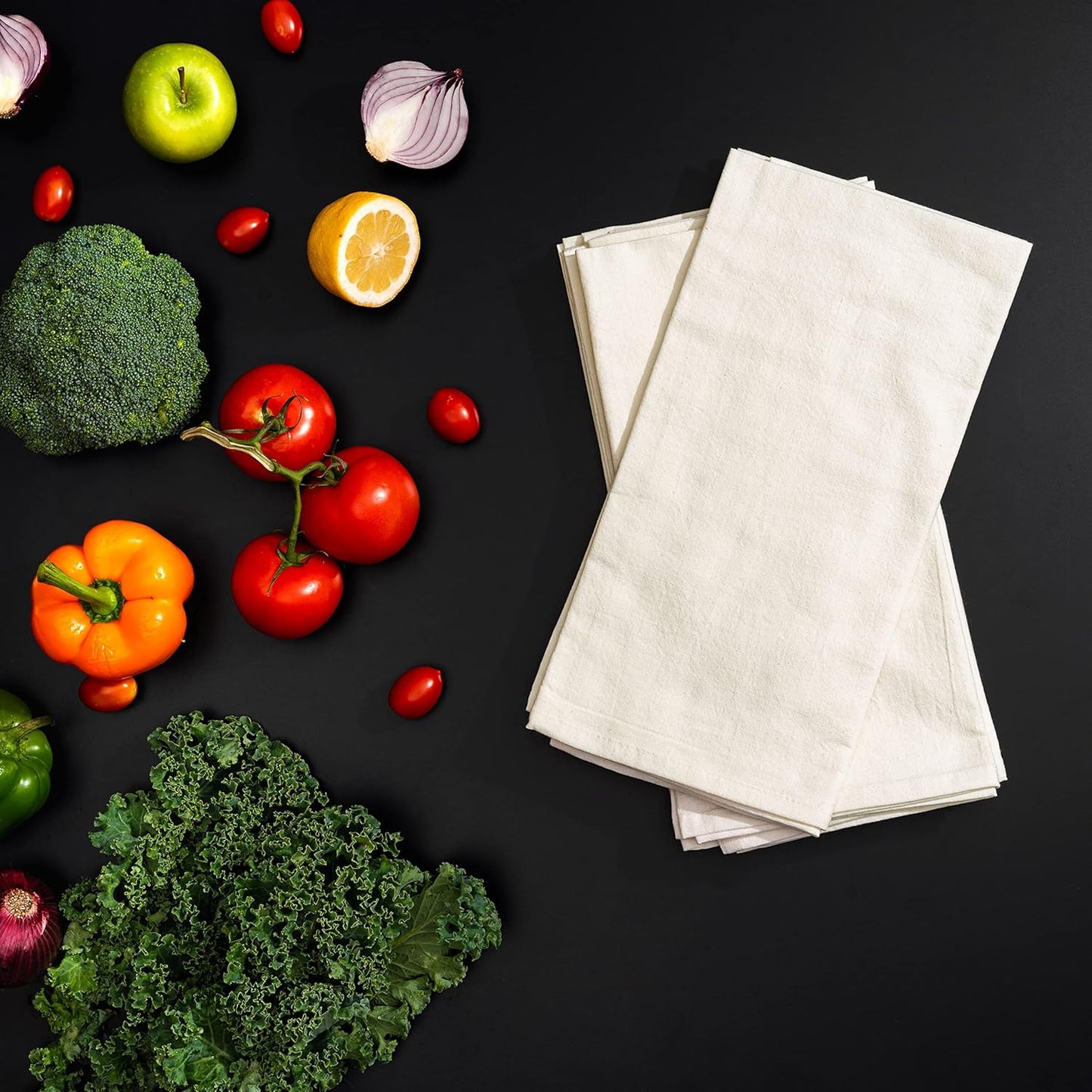 Organic Cotton Flour Sack Kitchen Towels - 10 Pack, Off-White Organic Cotton Tea Towels - Extra Large Flour Sack Cotton Dish Towels- Lint-Free Unbleached Kitchen Towels - 27"x27" (Off-White - 10 Pack)