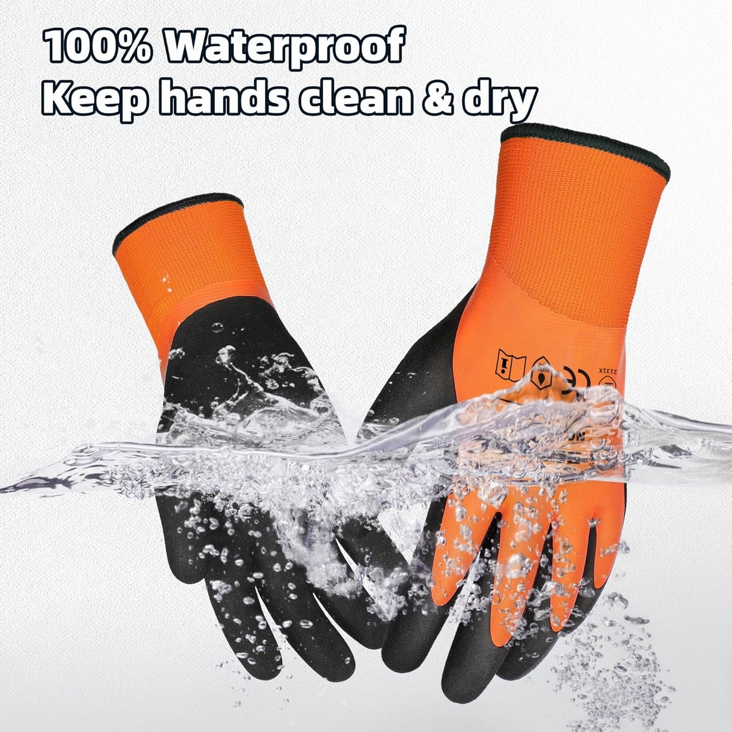 Schwer 2 Pairs Waterproof Work Gloves for Men and Women CR3306, Gardening Gloves with Double Latex Coated, Non-slip Working Gloves for Garden, Outdoor Construction, Car and Fish Cleaning, S
