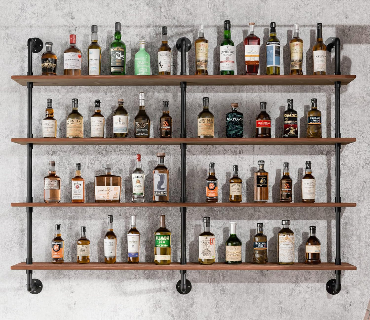 Floating Shelves for Wall Bookshelf Industrial Pipe Shelving Shelves 60 Inch Natural Wood Planks Rustic Wall Shelves Hanging Bookshelves Farmhouse Kitchen Shelving