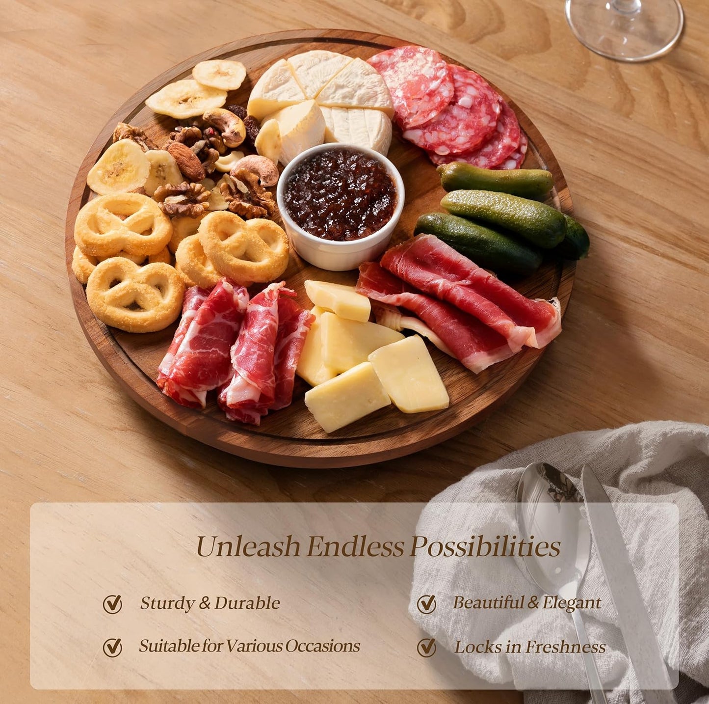 HBlife Cake Stand with Lid (11.4"), Rotating Cake Stand with Acrylic Dome, Acacia Wood Cake Plate Display with Cover for Baking Gifts, Birthday Kitchen Parties, Weddings