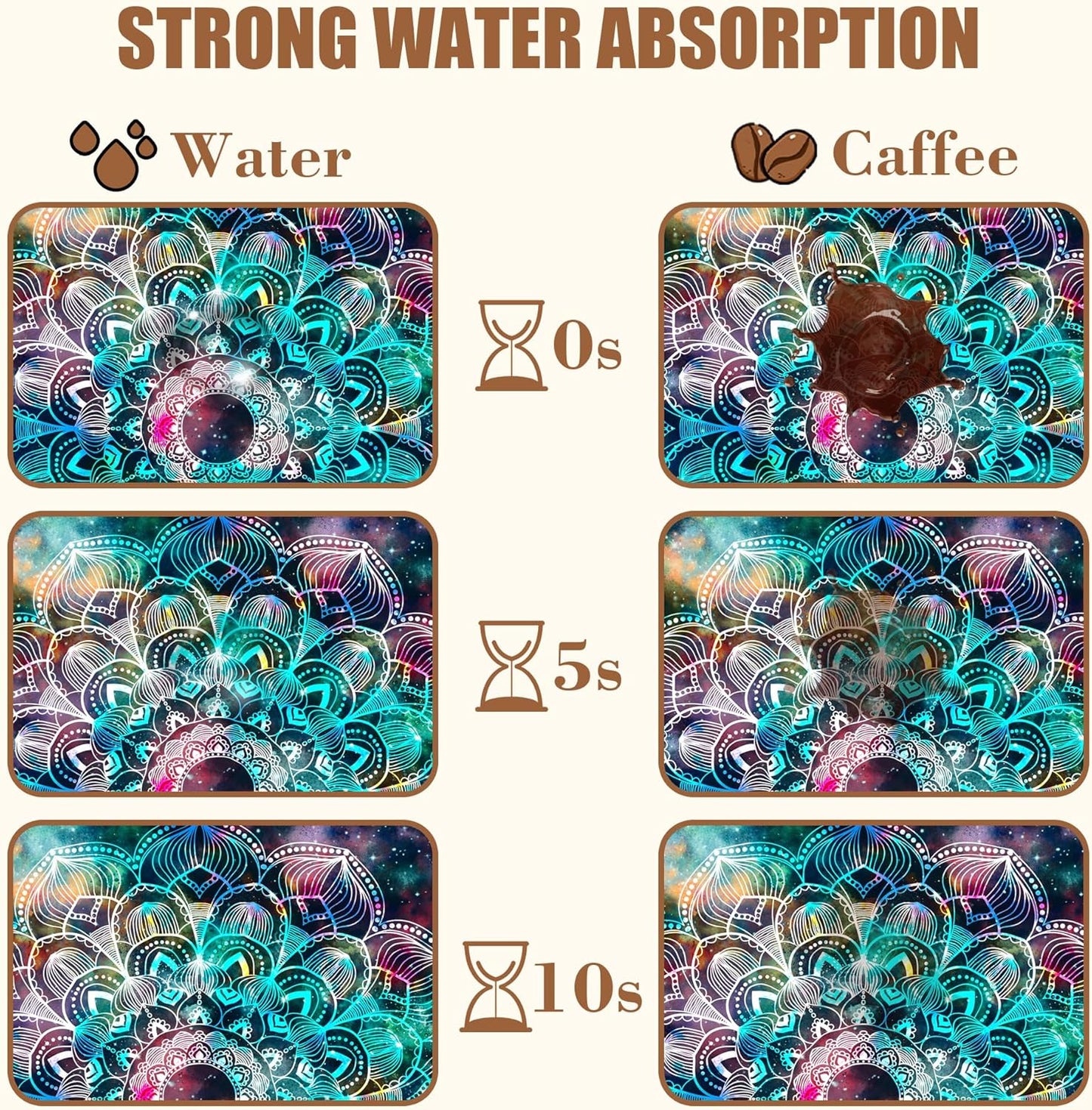 Abstract Mandala Galaxy Star Dish Drying Mat for Kitchen Counter Coffee Mat Hide Stain Absorbent Rubber Backed Dish Drainer Rack Pad Espresso Machine Coffee Bar Accessories 15.7 x 23.6 Inch