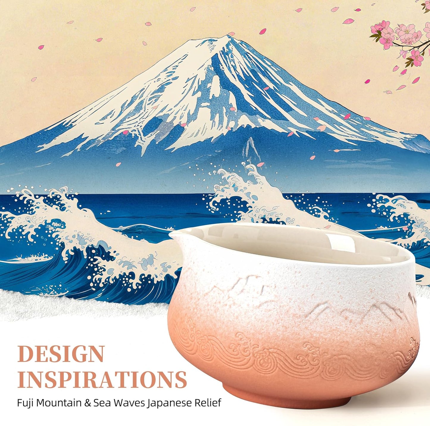 TEANAGOO 7 Pcs Matcha Whisk Set,Pink Matcha Set, Matcha Kit for Ceremony, Matcha Tea Set for Making Breakfast/Latte, Matcha Whisk and Pink Bowl with Scoop&Sifter, Gift for Matcha Lover