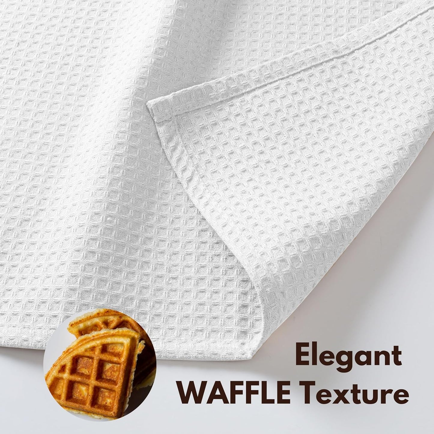 Native Fab Waffle 12 Pack Dish Cloths - 100% Cotton, Soft, Absorbent, Quick Drying, Washable Towels for All Cleaning, Cooking & Baking - Ideal for Home, BBQ, Hotels, Bars - 12x12 Inches - White
