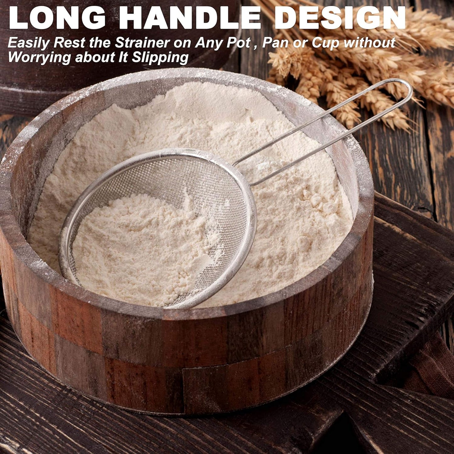 Anaeat Fine Mesh Strainers - Premium Stainless Steel Colander Sieve Sifters, with Durable Mesh and Sturdy Handle, Excellent for Sifting Dry ingredients, Flour, Pastas, Rice, Tea (4.73"）