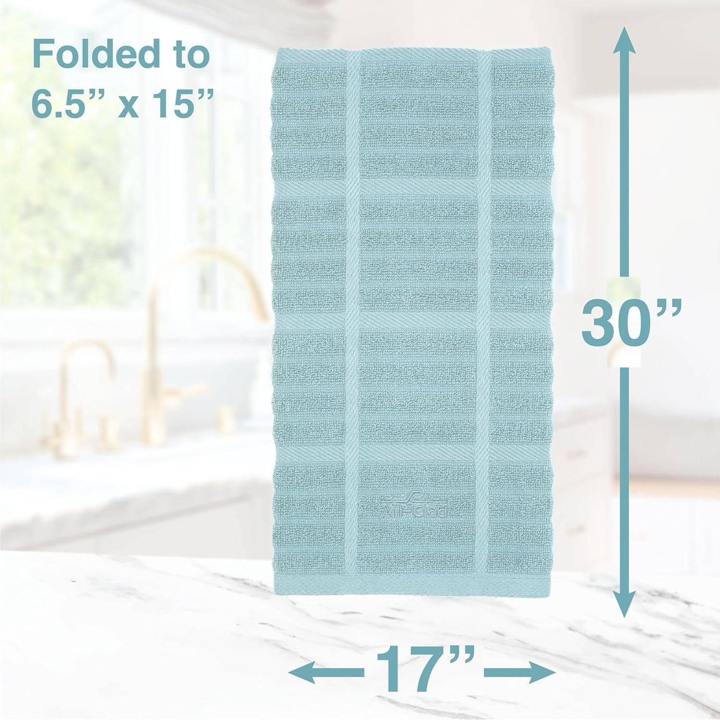 All-Clad Solid Kitchen Towel: Highly Absorbent - 100% Cotton, 17"x30" Towel for Cleaning & Drying Dishes, Glassware, or Countertops, 1-Pack, Rainfall