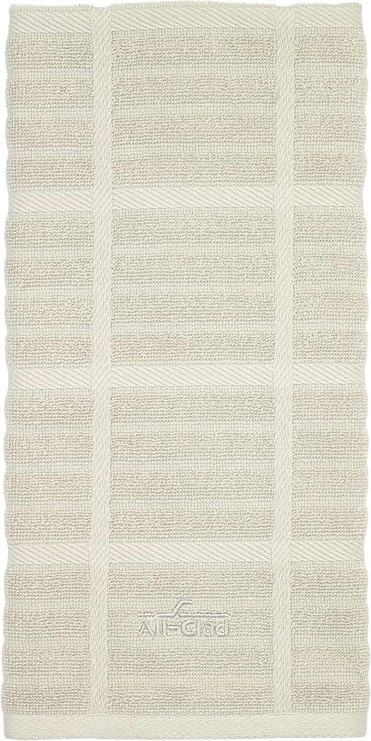 All-Clad Solid Kitchen Towel: Highly Absorbent, Super Soft Long Lasting - 100% Cotton, 17"x30" Tea Towel for Cleaning & Drying Dishes, Pans, Glassware, or Countertops, (1-Pack), Almond