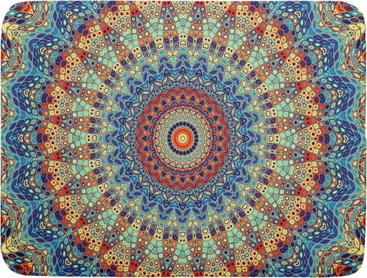 Bohemian Mandala Dish Drying Mat for Kitchen Counter Boho Ethnic Drying Mat 18 x 24 Inch with High Absorbent Reversible Microfiber Dish Drying Pad Dish Rack Pad Drainer Mat for Coffee Bar