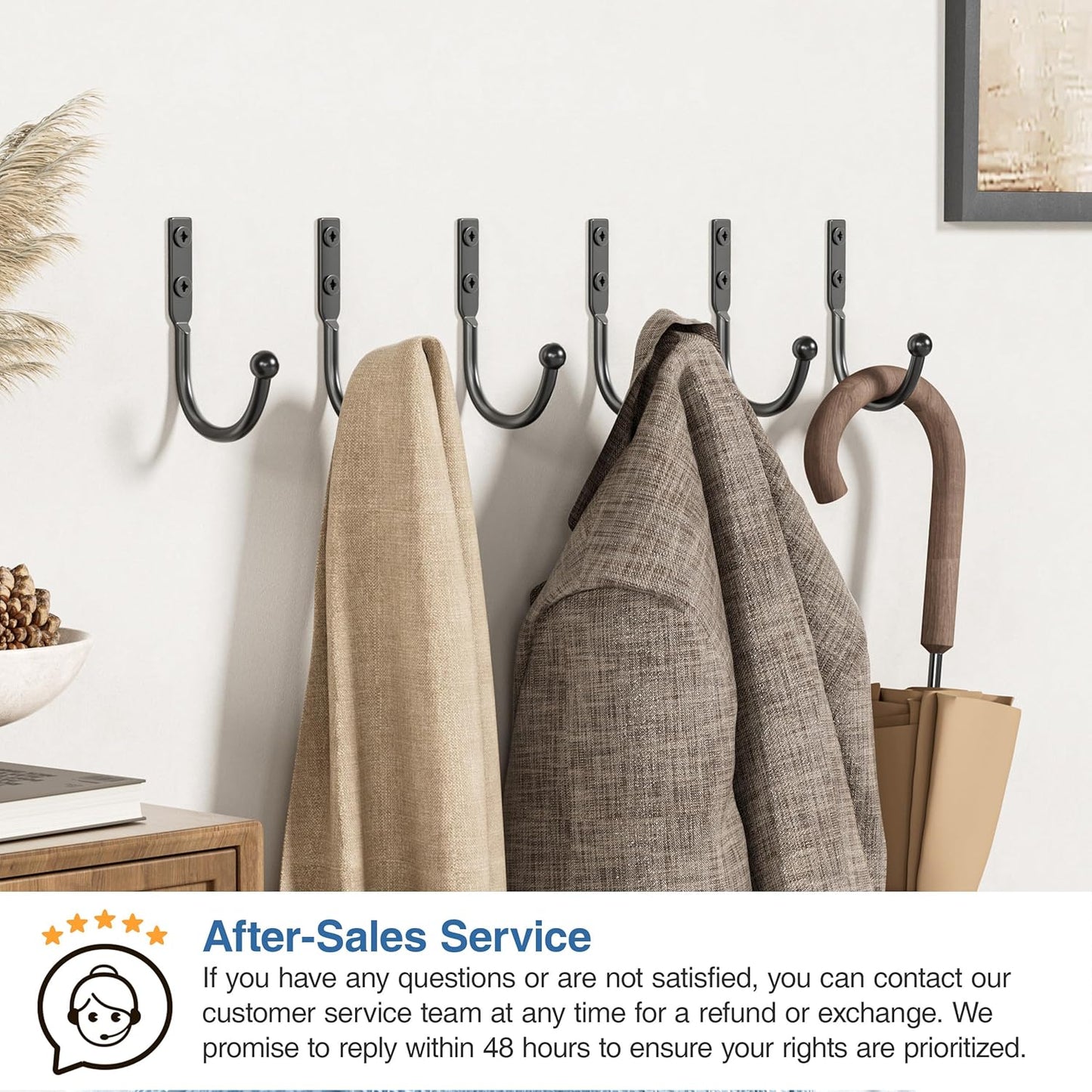 10 Pack Wall Hooks，Metal Hooks Hold up to 45 Lbs，Hooks Wall Mount for Hanging Towel/Coat/Bag/Keys/Cups，Ideal for Bathroom，Outdoor，Closet，Kitchen，Garage，Black