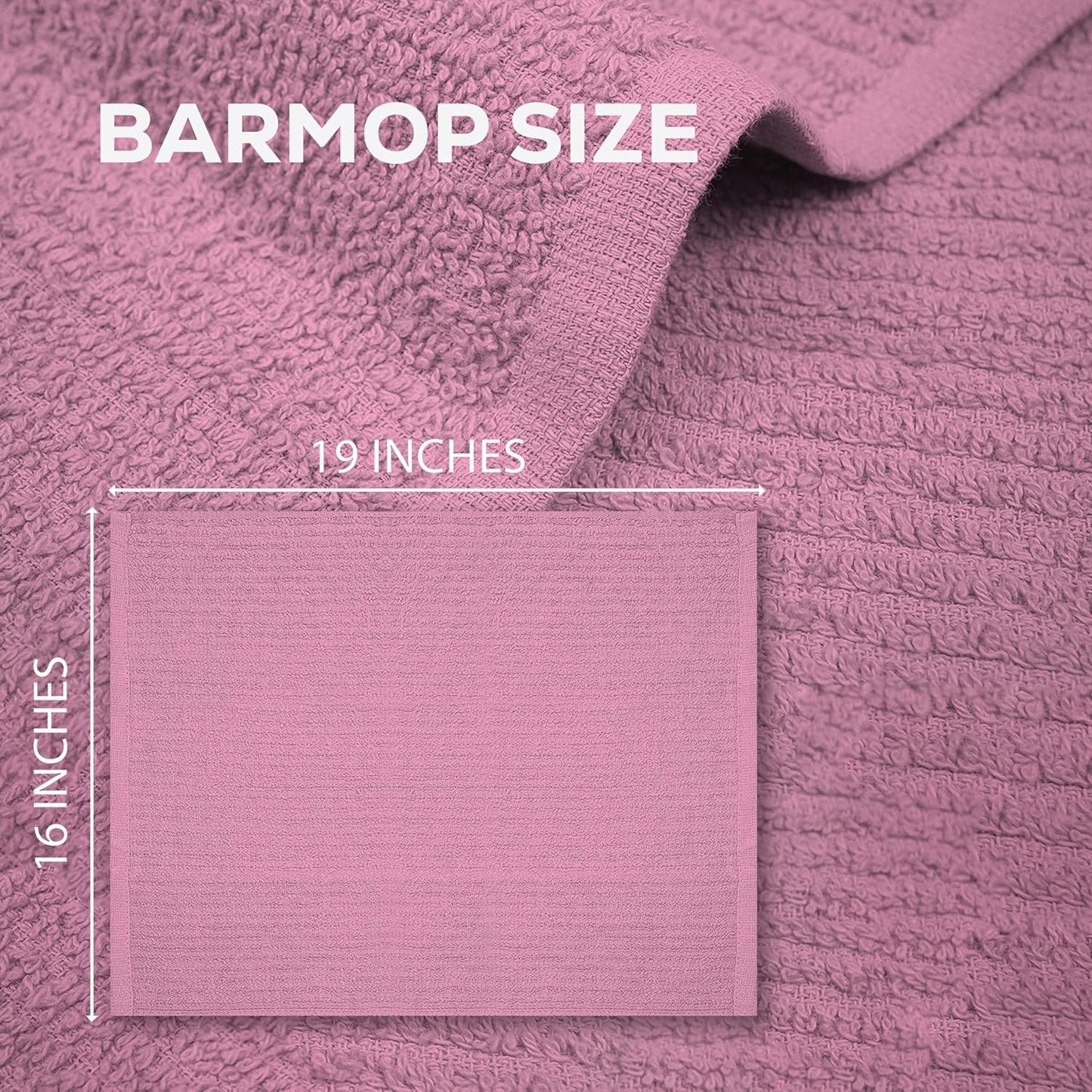 ZUPERIA Bar Mop Kitchen Towels - Pack of 12 (16" x19”) 100% Ring Spun Cotton - Dish Washcloths for Superb Cleaning and Less Lint - Highly Absorbent Dish Cloths and Dish Towels for Everyday use (Pink)