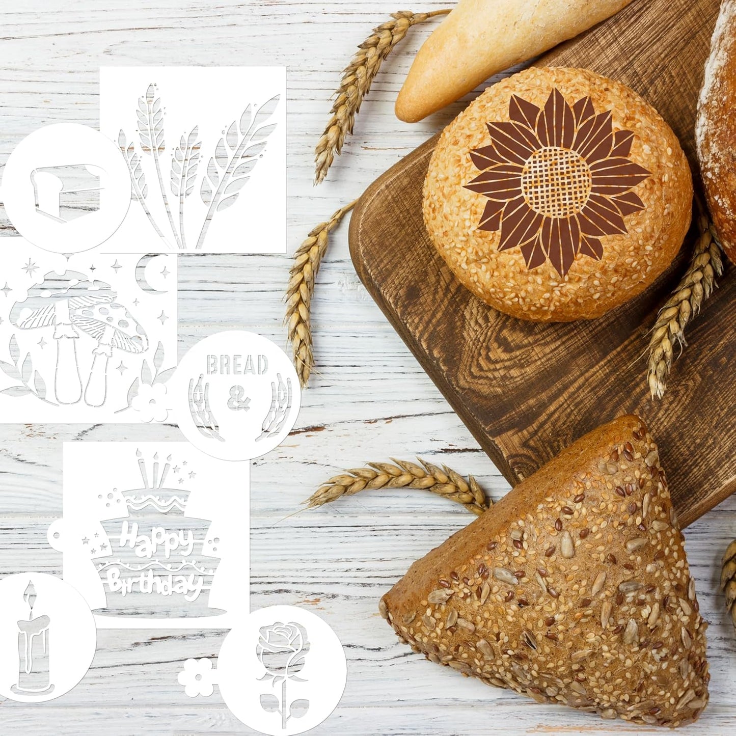 Bread Stencils for Sourdough - 24 Pcs Bread Stencils for Baking, Sourdough Bread Baking Tools, Gifts for Sourdough Bakers, Bread Making Accessories, Pie Cake Cookie Baking Stencils Template