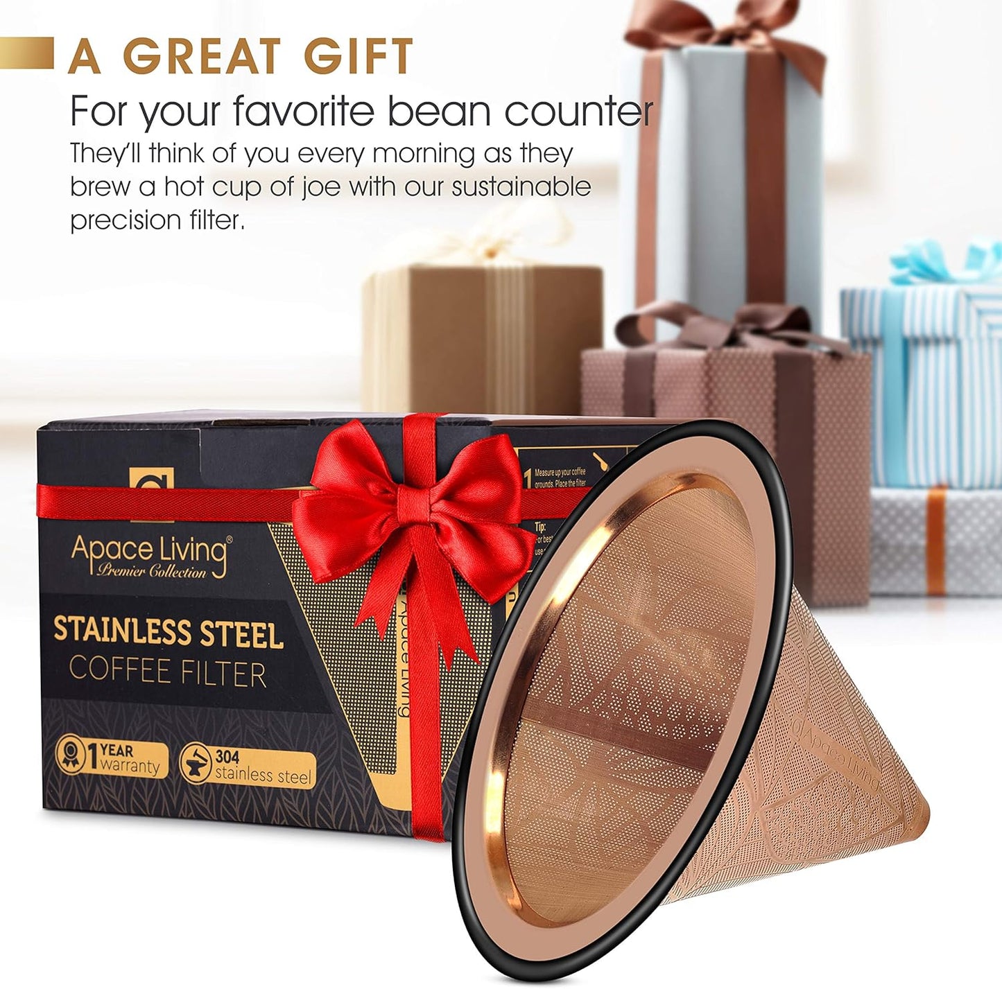 Compatible with Chemex, Hario V60 Pour Over Coffee Filter - Wide Metal Base Reusable Stainless Steel Coffee Dripper - Paperless Coffee Filter for Sustainable Brewing