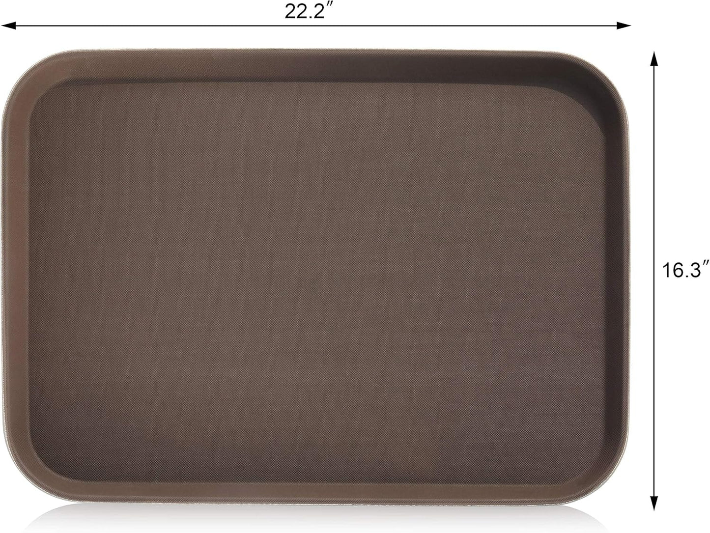 New Star Foodservice Restaurant Grade Non-Slip Tray, Plastic, Rubber Lined, Rectangular (Brown, 16-Inch x 22-Inch)