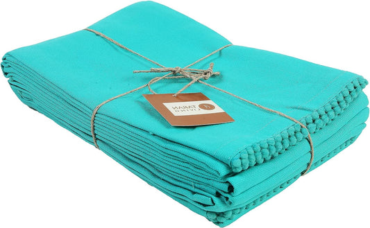 TARAN LIVING Teal Solid 18"x28" Pack of 6 Cotton Kitchen Towels