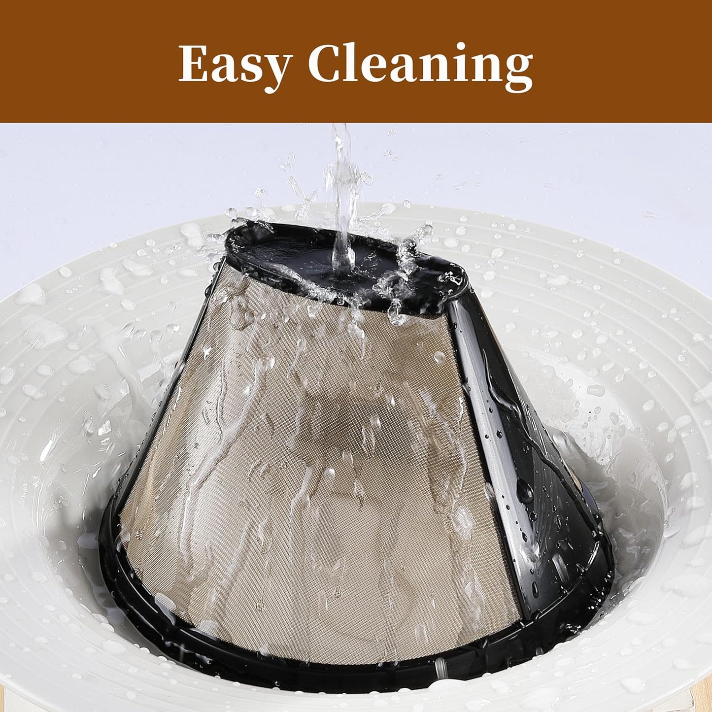 2 Pack Reusable Coffee Filters, Gold Metal Permanent Coffee Filter Basket Replacement for Cuisinart and Ninja Coffee Maker (8-12 Cup), Food-grade and Easy Cleaning