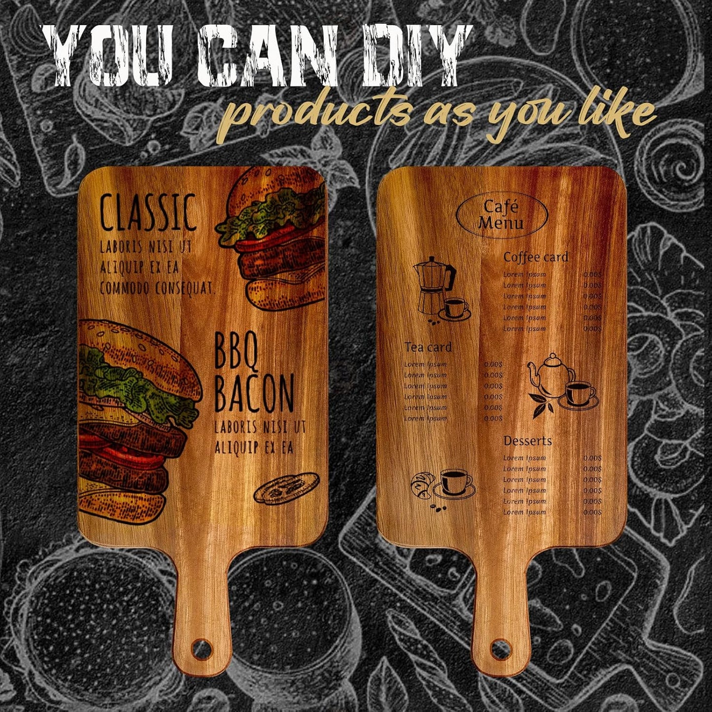 Nuenen 20 Pcs Wood Cutting Board with Handle 15.7 x 7.8 Inch Acacia Bamboo Wooden Serving Kitchen Chopping Boards for Pizza, Bread, Cheese, Charcuterie, Fruit, Vegetables(Acacia)