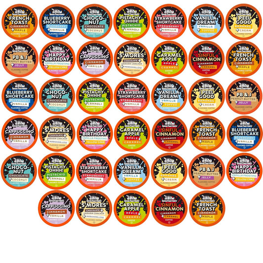 Java Factory Flavored Coffee Pods, Assorted Sampler, Variety Pack, Compatible with K Cup Brewers Including 2.0, 40 Count