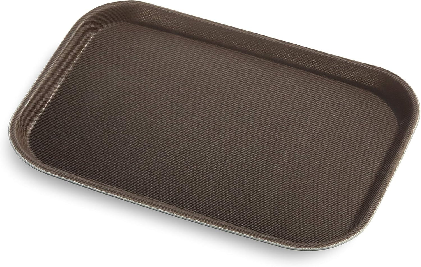 New Star Foodservice Restaurant Grade Non-Slip Tray, Plastic, Rubber Lined, Rectangular (Brown, 10-Inch x 14-Inch)