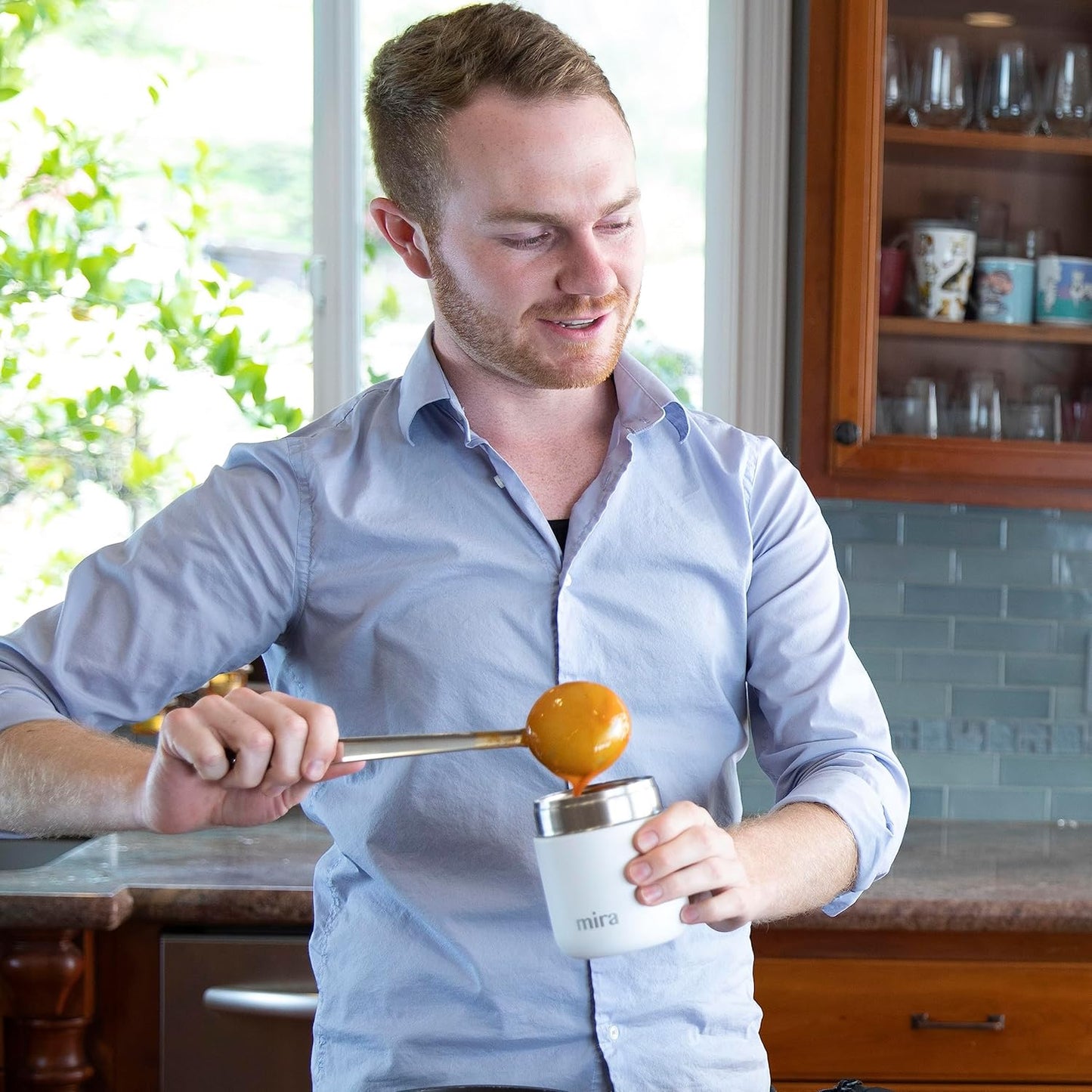 MIRA 9oz Insulated Food Jar Thermo for Hot Food & Soup, Compact Stainless Steel Vacuum Lunch Container - Sky Blue