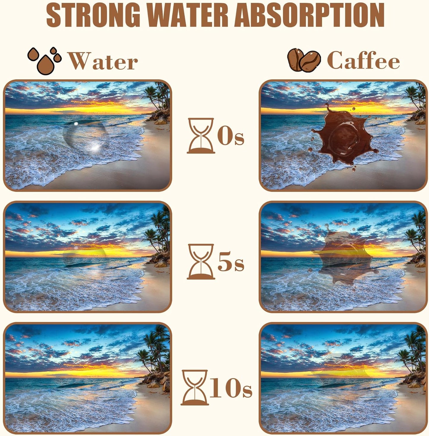 Sunrise over the Beach Coffee Mat Absorbent Dish Drying Mat for Kitchen Counter Hide Stain Rubber Backed Coffee Bar Accessories Fit Under Espresso Machine Cafe Table, 15.7 x 23.6 Inch