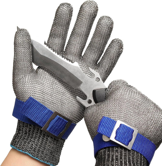 Schwer SlicePro ANSI A9 Cut Resistant Glove PR1706, Stainless Steel Mesh Metal Glove, Food Grade for Kitchen Cooking, Butcher Meat Cutting, Oyster Shucking, Mandoline, Fishing, Non-PFAS (S, 1 Pair)