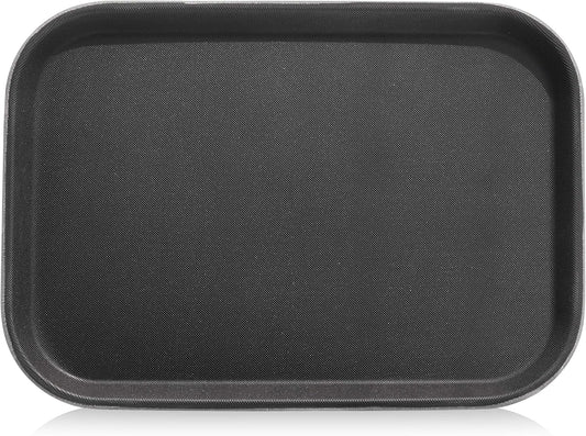 New Star Foodservice 24852 Restaurant Grade Non-Slip Tray, Plastic, Rubber Lined, Rectangular, 10-Inch x 14-Inch, Black
