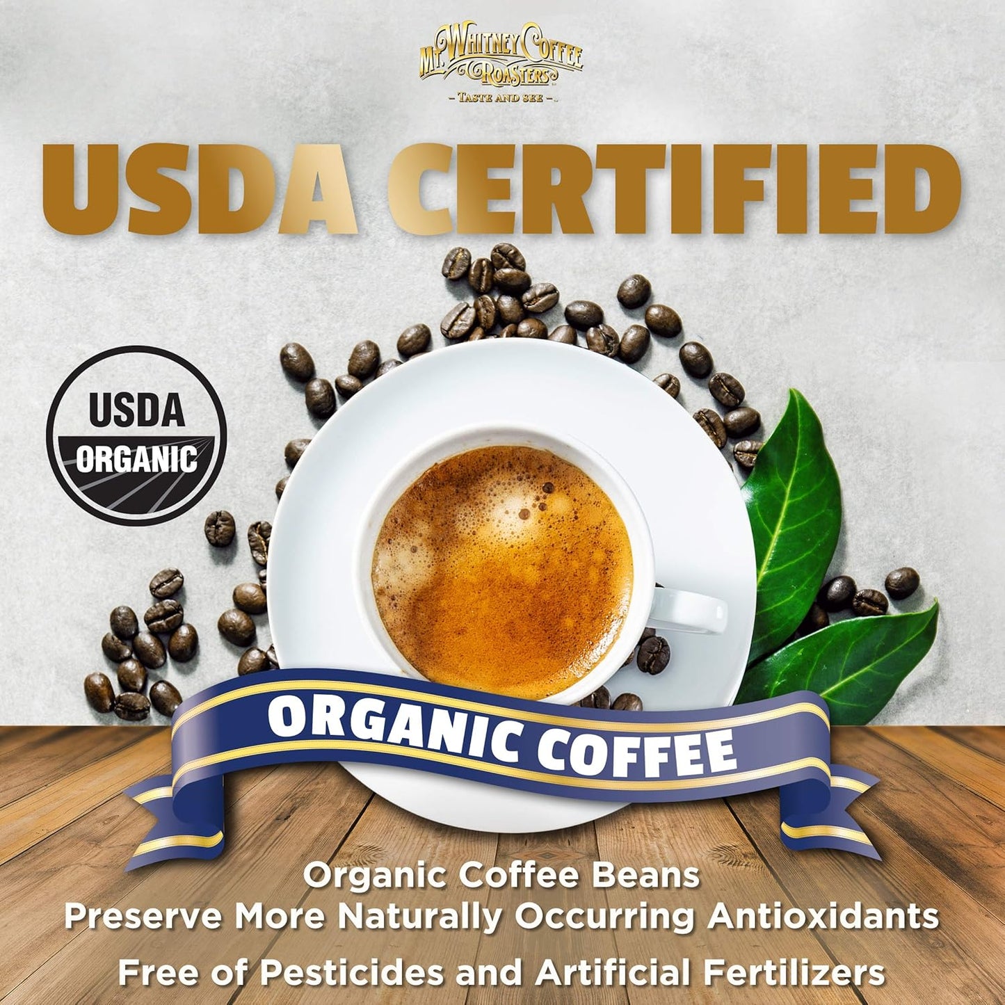 Mt. Whitney Organic French Roast, Dark Roast, Low Acid Coffee (Ground, 2 Lb)