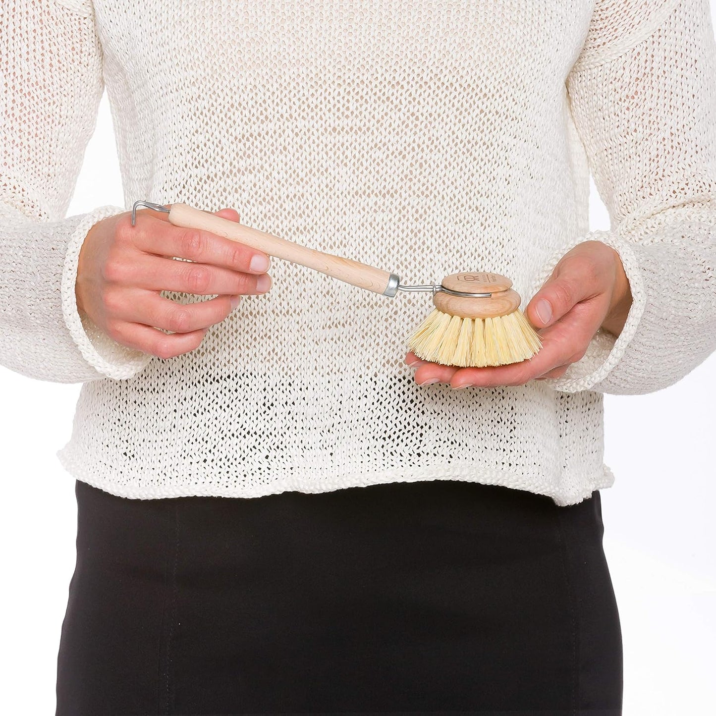 REDECKER Tampico Fiber Bristle 2-Inch All-Purpose Kitchen Dish Scrub Brush with Beechwood Handle - Bamboo Dish Brush Alternative for Pots, Pans, and Kitchen Utensils - Wood Dish Brush