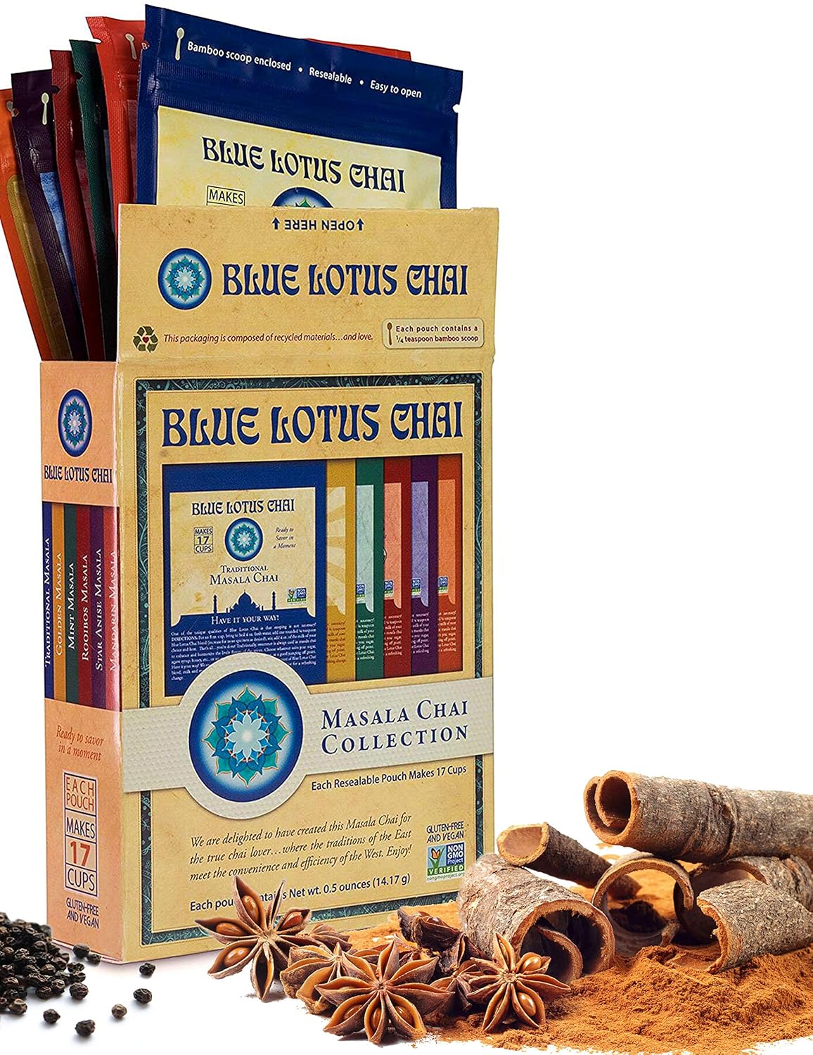 Blue Lotus Chai - Masala Chai Collection - Six Varieties - 0.5 oz each (14.17g)