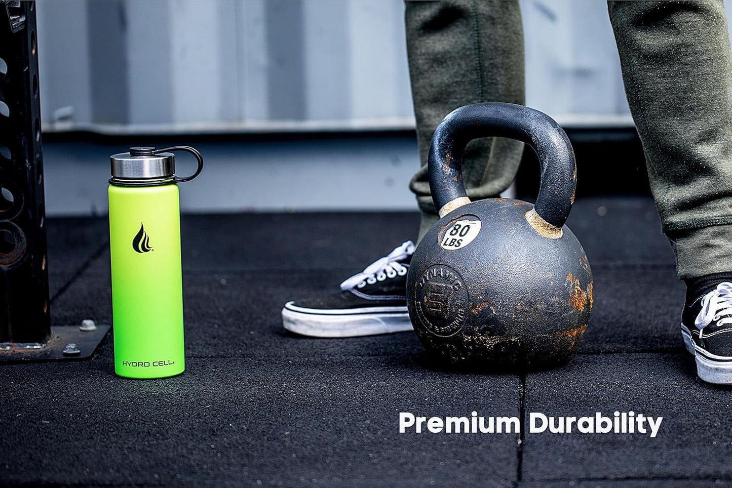 HYDRO CELL Stainless Steel Insulated Water Bottle with Straw - For Cold & Hot Drinks - Metal Vacuum Flask with Screw Cap and Modern Leakproof Sport Thermos for Adults (Neon 24oz)