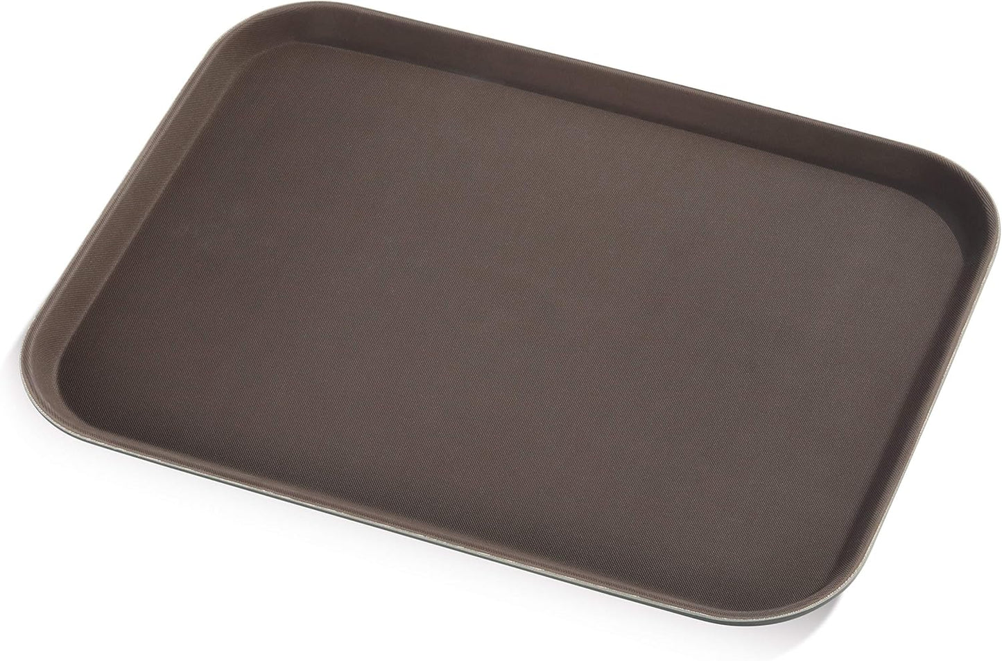 New Star Foodservice Restaurant Grade Non-Slip Tray, Plastic, Rubber Lined, Rectangular (Brown, 15-Inch x 20-Inch)