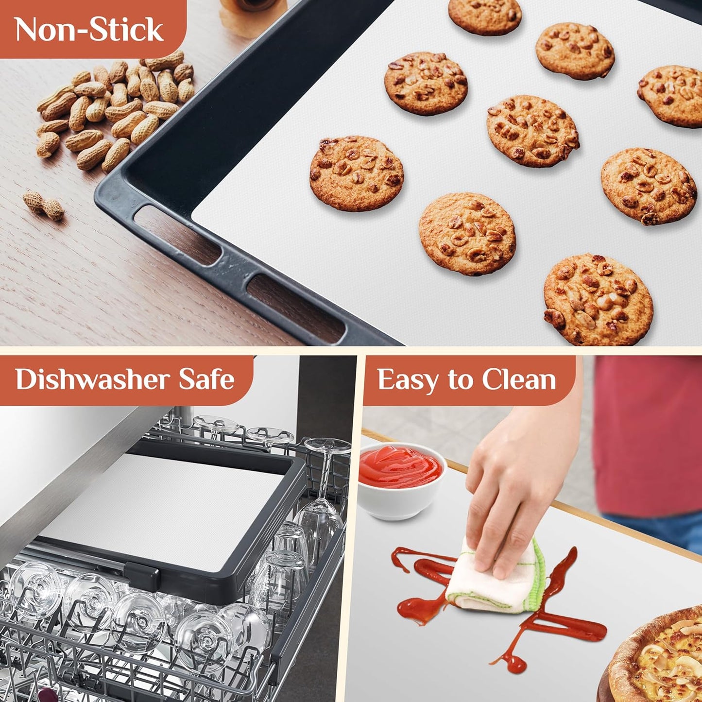 Silicone Baking Mat, 12 IN x 6 FT Free Cutting Baking Sheet,Non-Stick Reusable Dough & Pastry Mat,Non-Slip Silicone Mat Roll for Air Fryer Liner,Freeze Dryer,Oven Baking Pan,Kitchen Counter