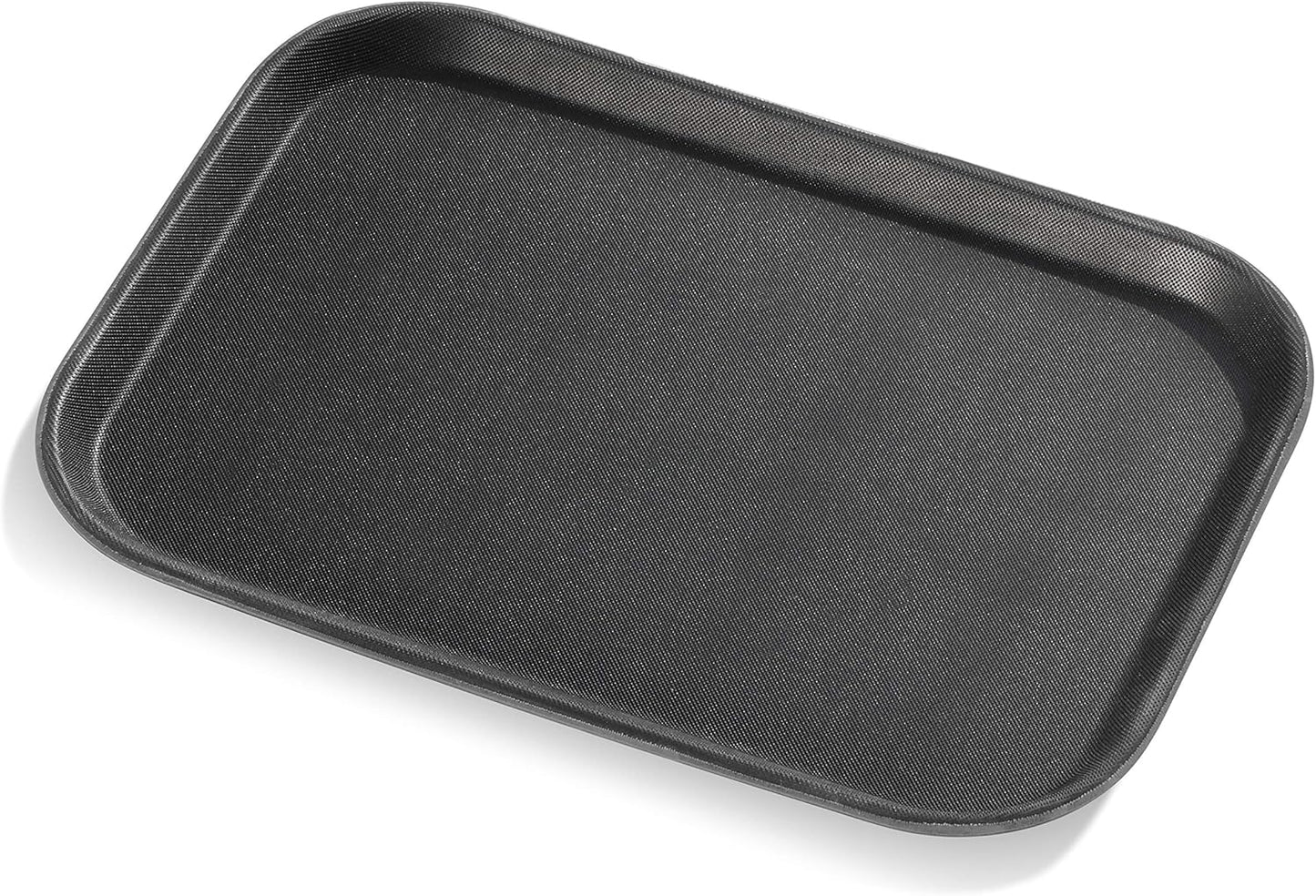 New Star Foodservice 24852 Restaurant Grade Non-Slip Tray, Plastic, Rubber Lined, Rectangular, 10-Inch x 14-Inch, Black