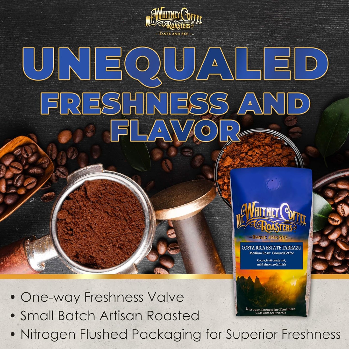 Mt. Whitney Costa Rica Estate Tarrazu Low Acid Coffee (Ground, 2 Lb)