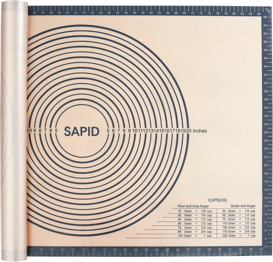 Sapid Extra Thick Silicone Pastry Mat Non-slip with Measurements for Non-stick Silicone Baking Mat Extra Large, Dough Rolling, Pie Crust, Kneading Mats, Countertop, Placement Mats (24" x 36", Gray)