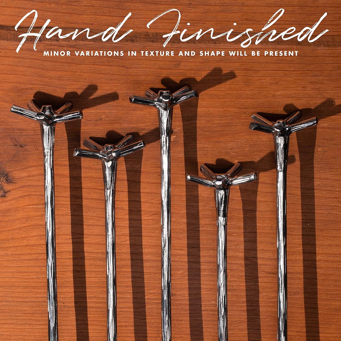 Piña Barware Swizzle Stick Stirrer - Stainless Steel with Handmade Wood-Grain Finish (Regular Width, One Swizzle Stick)